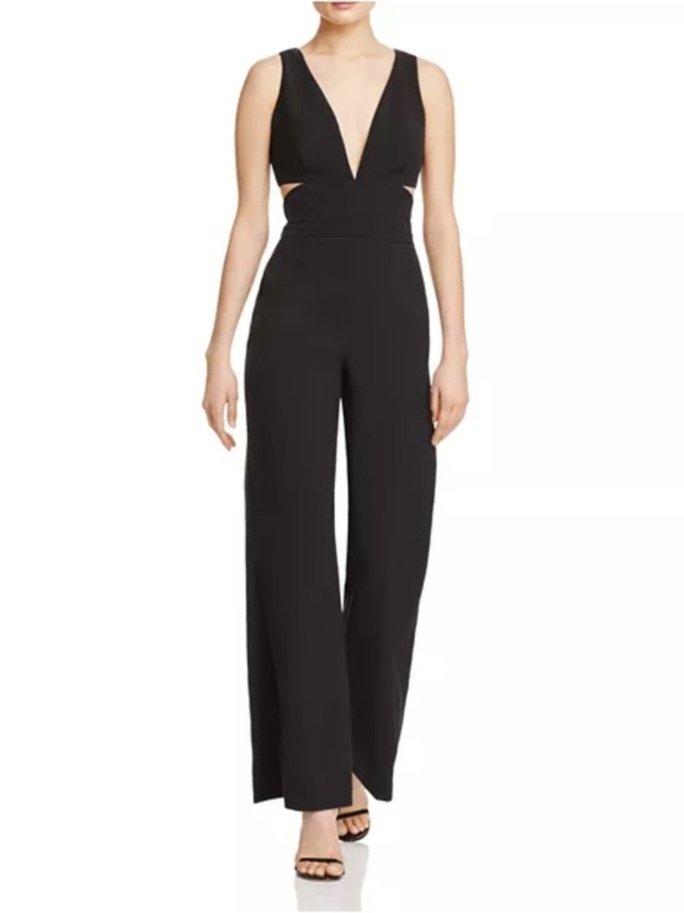 Black Plunge V-Neck Wide-Leg Jumpsuit